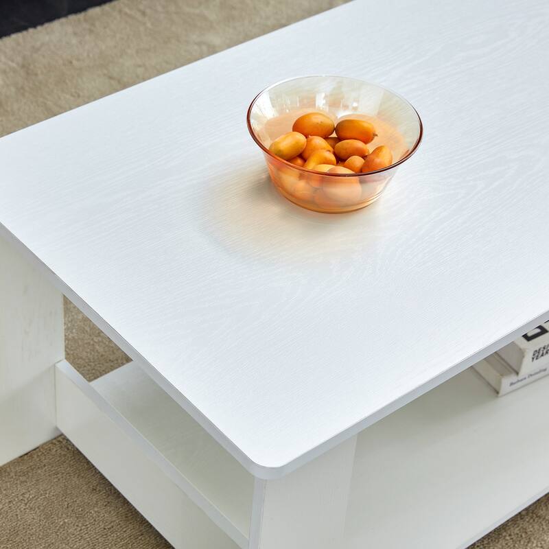 35.4" Modern Rectangular Coffee Table with Storage Shelf for Living Room, Bedroom and Study Room