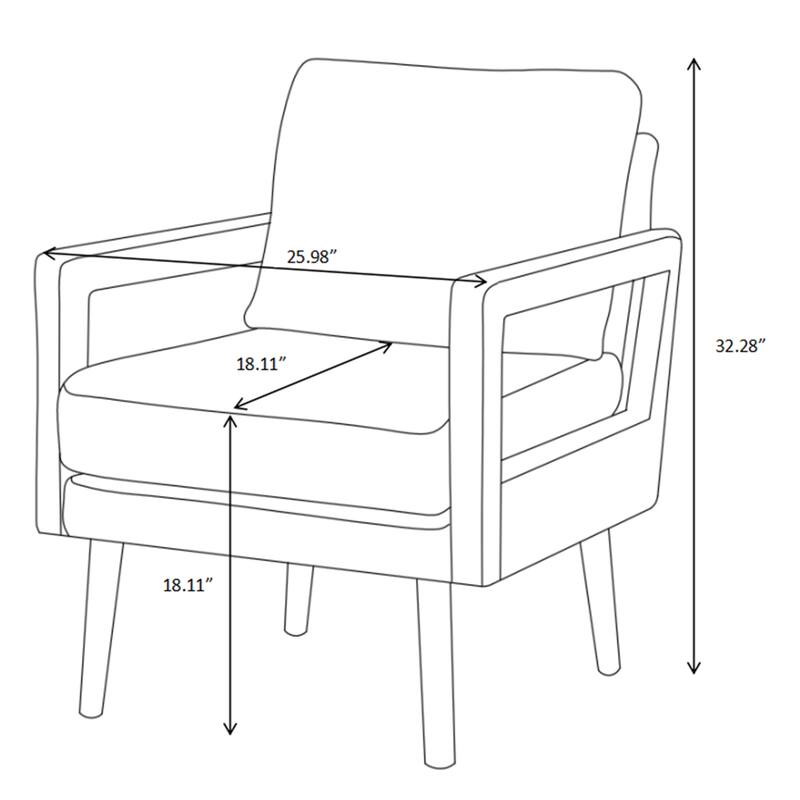 Mid-Century Accent Chair with Chenille Armrest & Soft Cushion