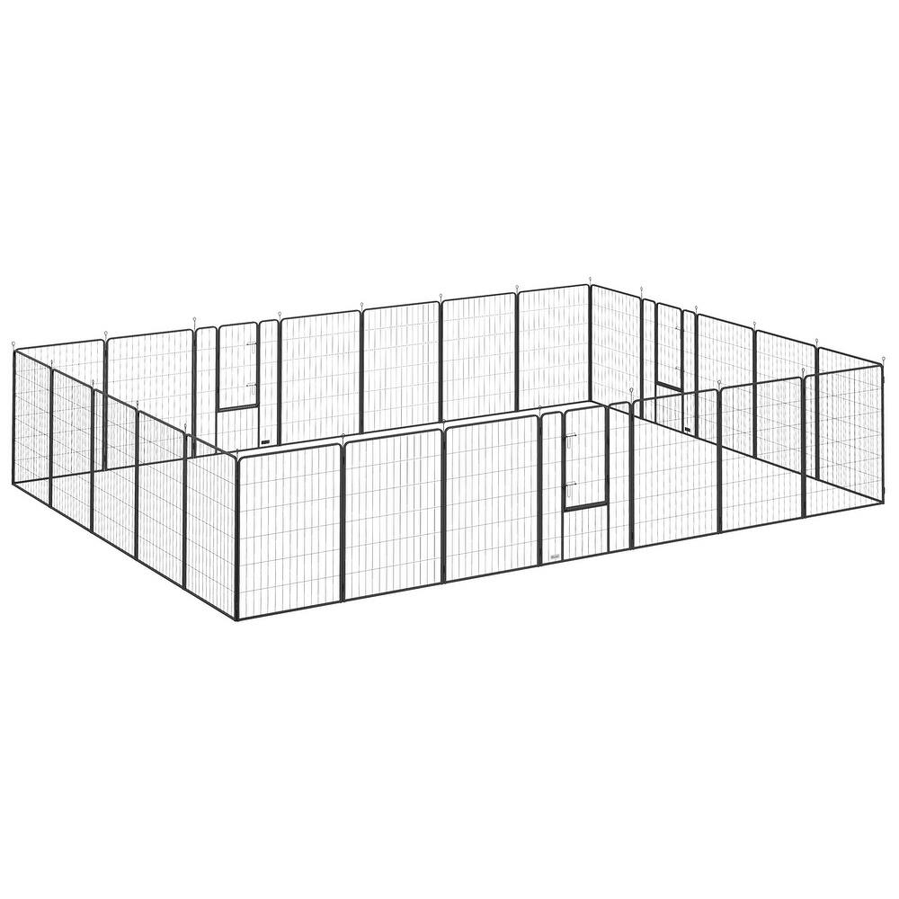 PawHut 39" H Dog Playpen, 24 Panels Puppy Play Pen with Lockable Door, DIY Shape Pet Exercise Fence, Black