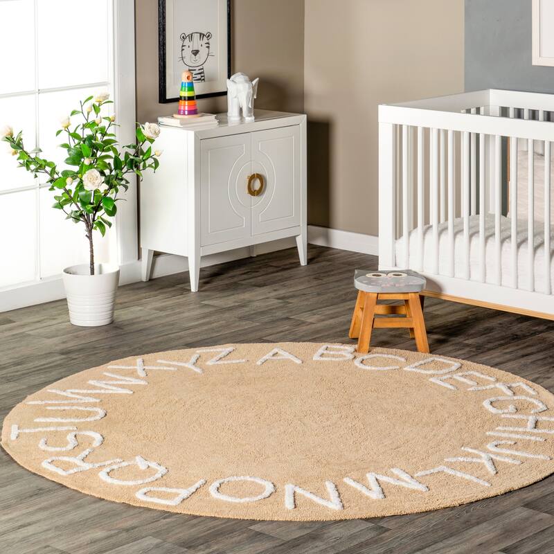 Nuloom Alphabet SpinClean Washable Round Rug