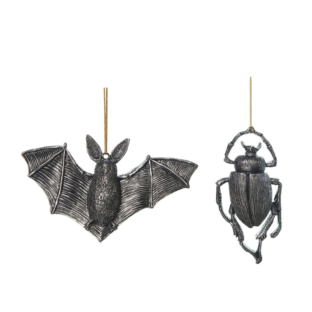 Roach & Bat Halloween Ornaments A/2