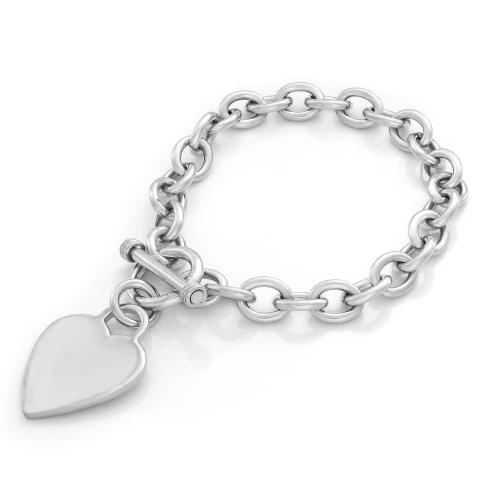 Sterling Silver Heart Toggle Bracelet 7.5 Inch By Roberto Martinez