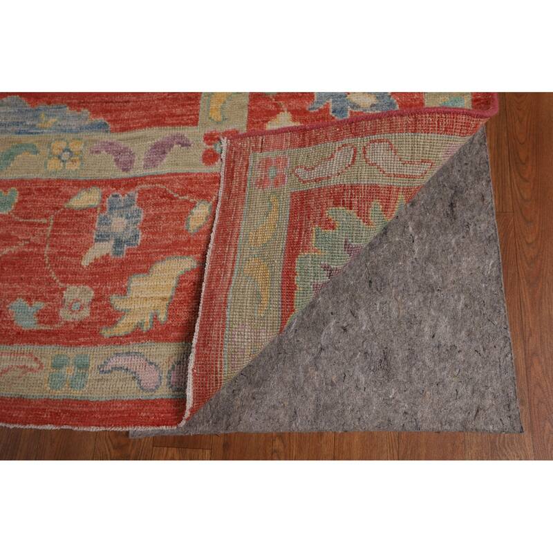 All-Over Orange Oushak Vegetable Dye Area Rug Handmade Wool Carpet - 8'11"x 11'8"