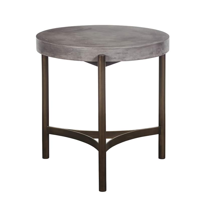 Lyon Round Concrete and Metal Side Table