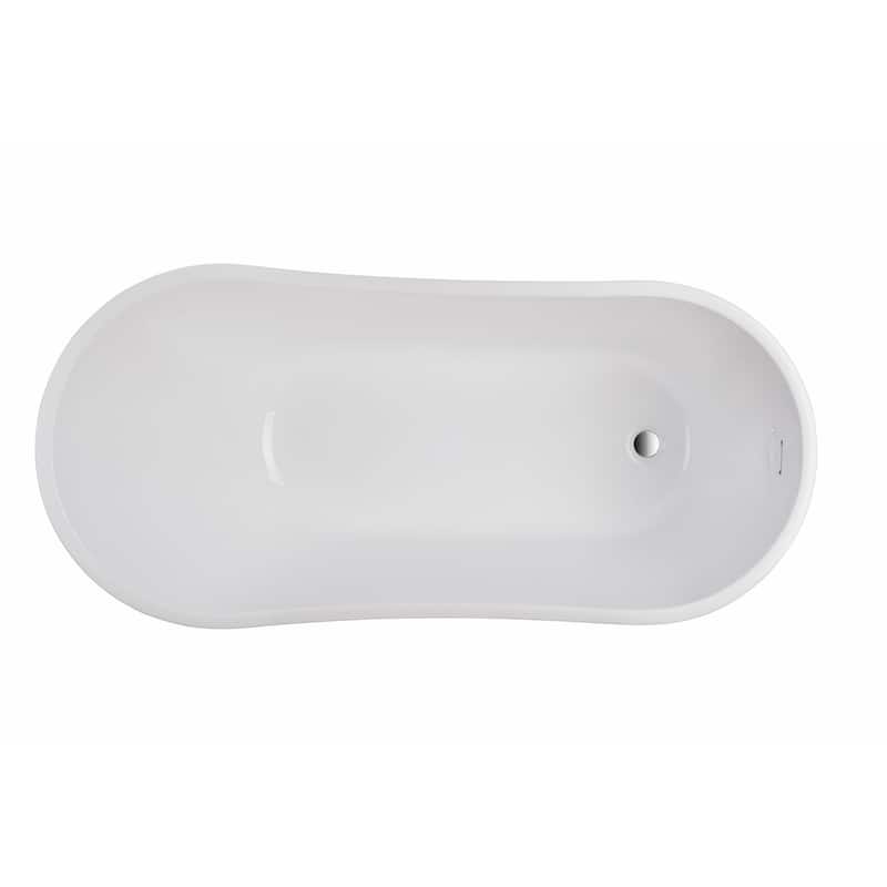 Vanity Art 59-Inch Acrylic Freestanding Soaking Bathtub with Overflow & Pop-up Drain - 59"