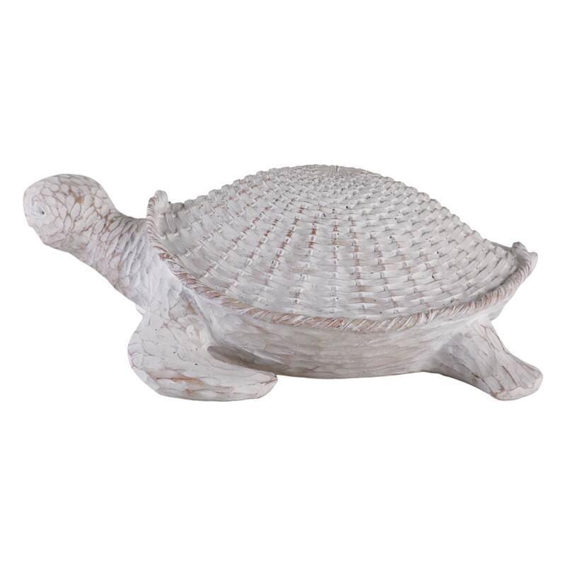 Resin Coastal Style Sea Turtle Sculpture with Woven Shell Texture