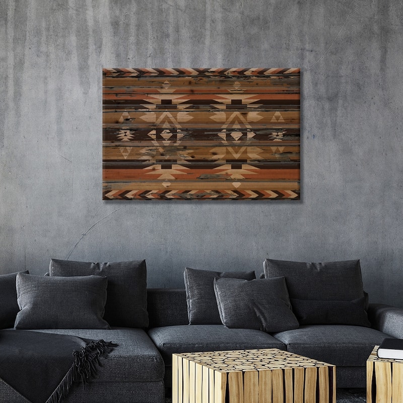 Sands Tribal Pattern on Wood Print On Wood by 5by5collective - Multi-Color