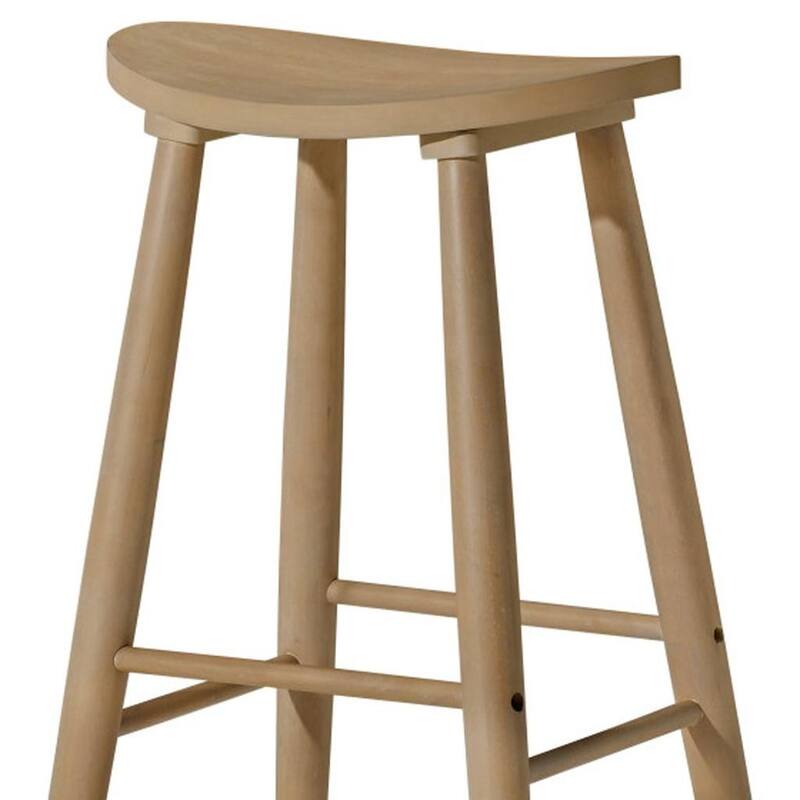 HomeRoots 30" Natural Solid Wood Backless Bar Height Bar Chair