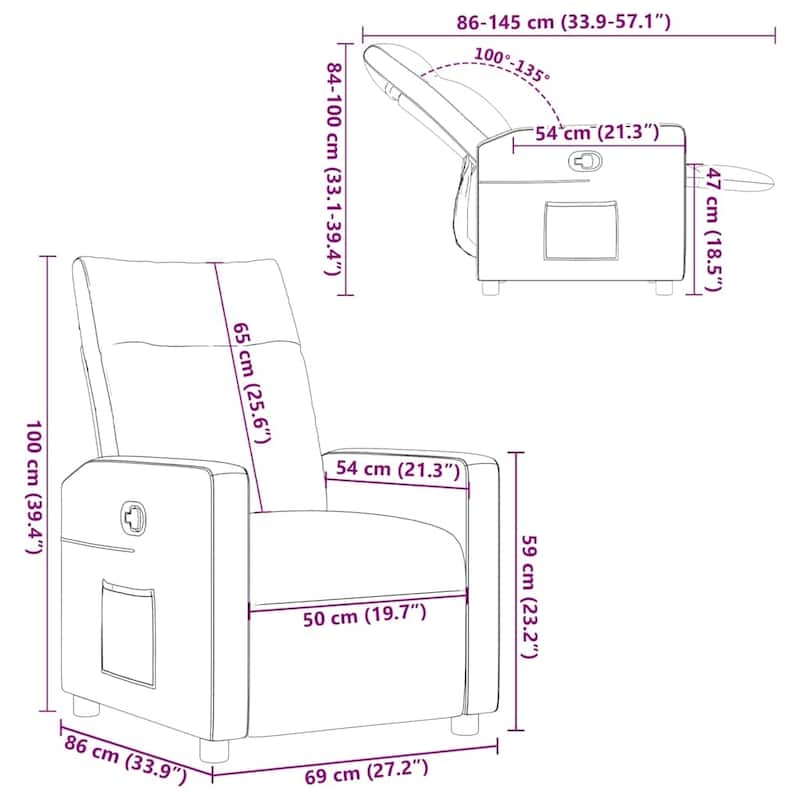 vidaXL Recliner Chair Dark Grey Fabric