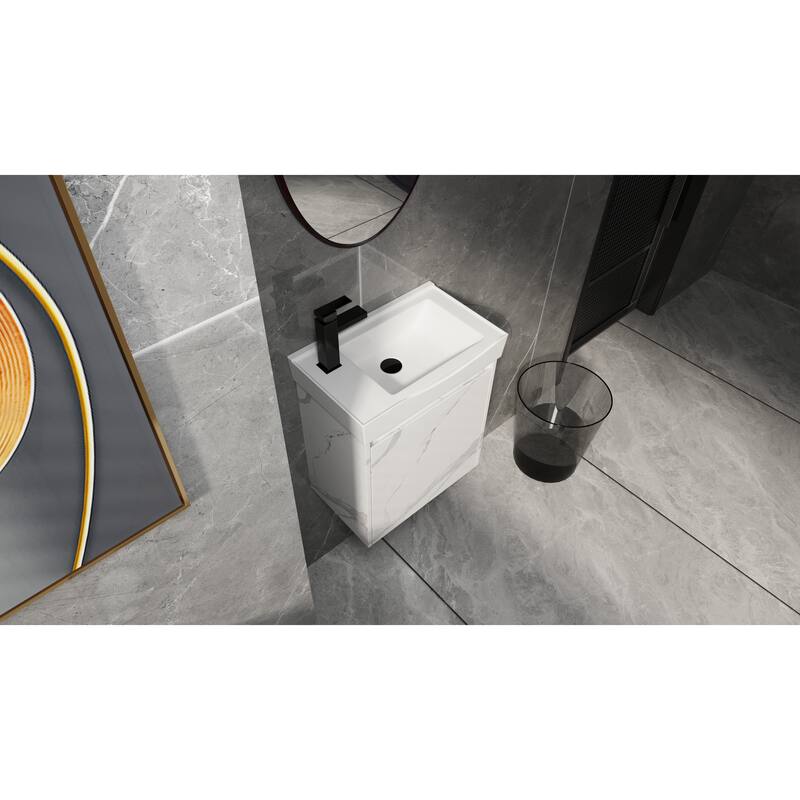 GDFStudio - Modern Minimalist Wall-Mounted Bathroom Vanity Set with Ceramic Sink & Soft Closing Door - 20"