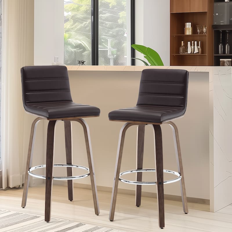 26"/29" Faux Leather Swivel Bar/Counter Stools, Set of 2/3 - Set of 2 - Brown - Bar Height