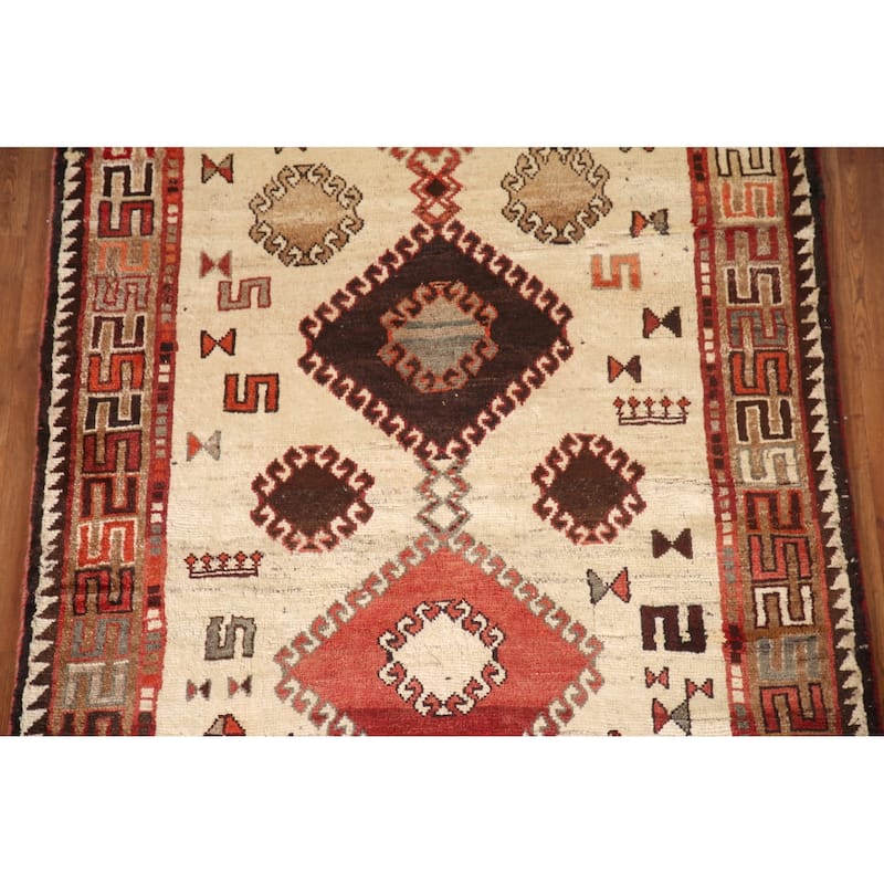 Tribal Qashqai Persian Vintage Area Rug Hand-knotted Wool Carpet - 4'10"x 8'1"
