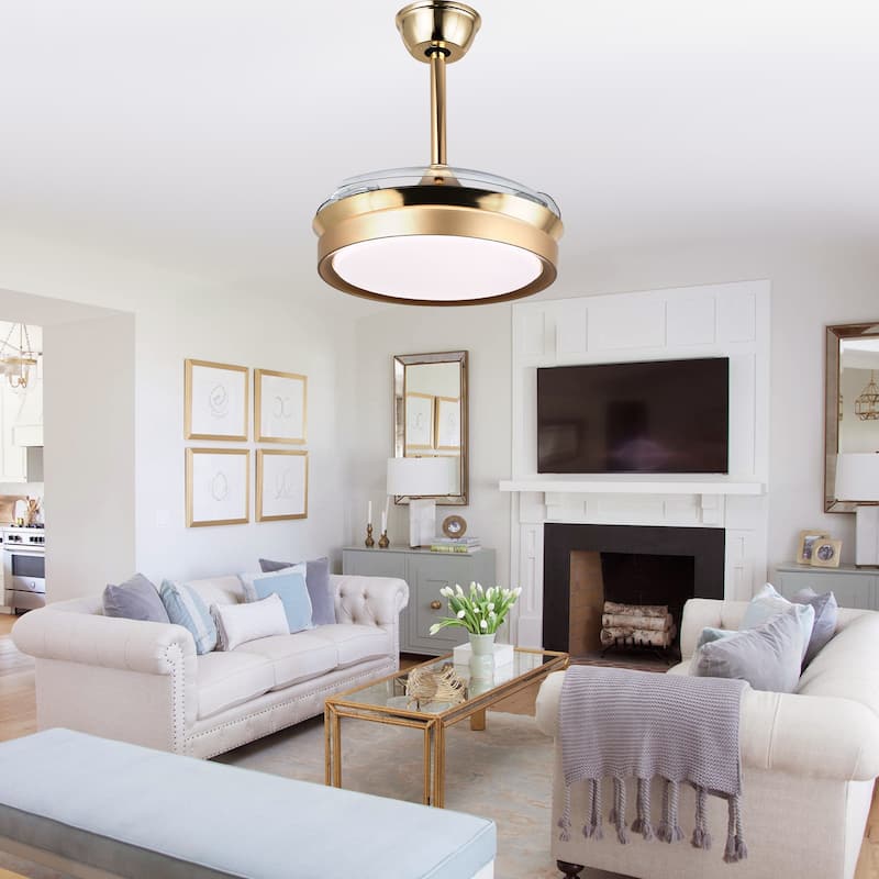 Oaks Aura Modern 36in. LED Light Memory Retractable Ceiling Fan with Light, 6-Speed,Dc Motor Technology, Remote Control