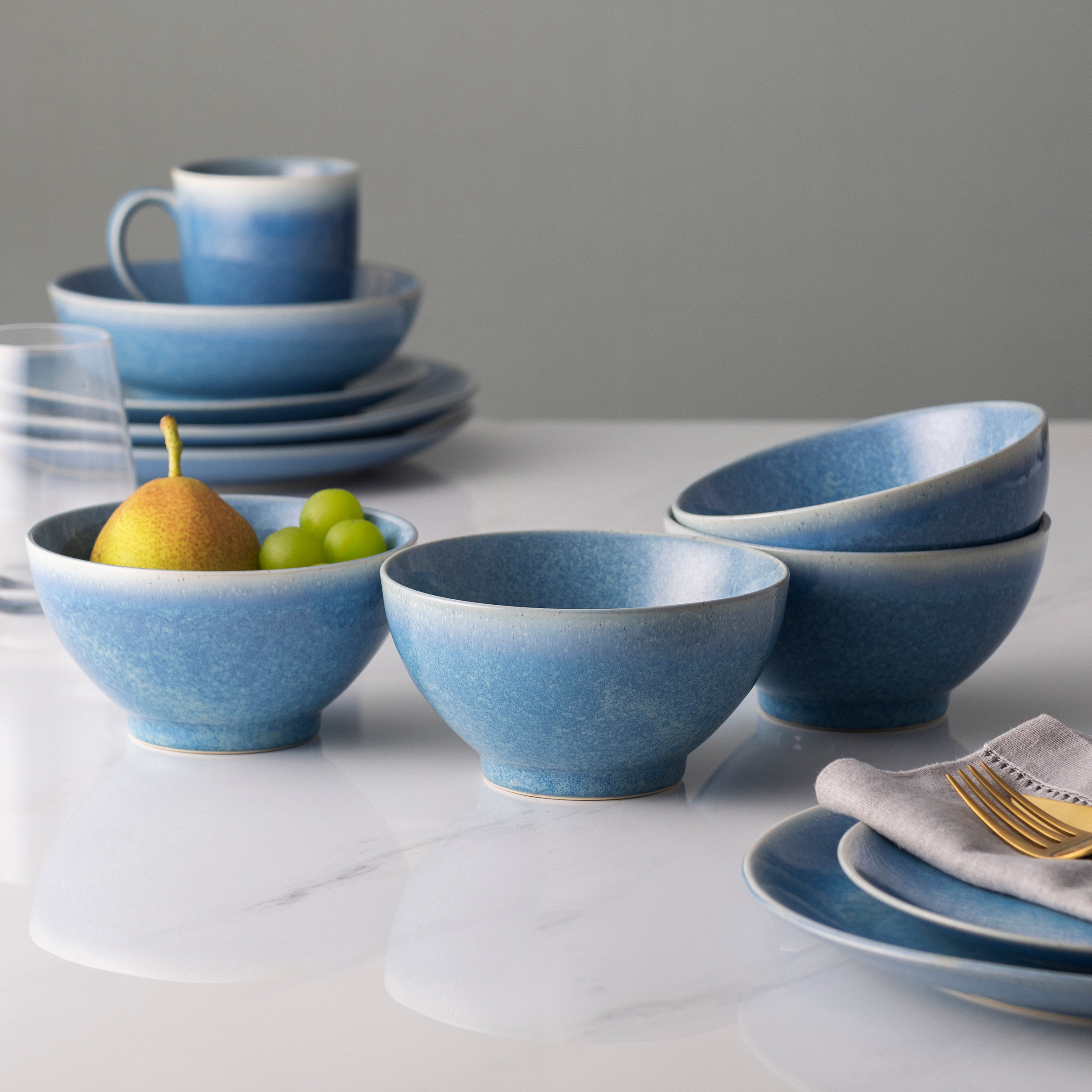 Colorwave Kiln Azure Set of 4 Rice Bowls, 5.75