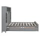 preview thumbnail 5 of 7, Full Size Wooden Bed With All-in-One Cabinet, Platform Bed with Shelf and Sockets, Kid's Bed with Twin XL Trundle, Grey