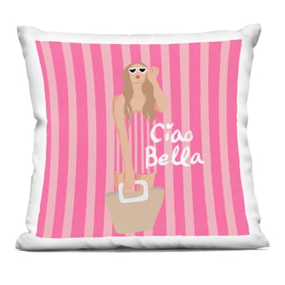 Stupell Pink Striped Glam Girl Decorative Printed Throw Pillow Design by Chen Alyesh