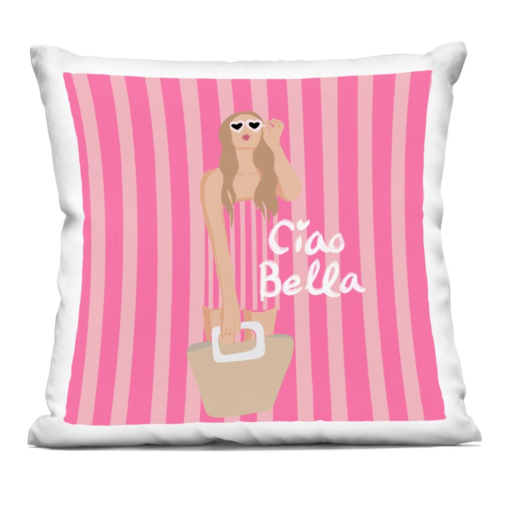 Stupell Pink Striped Glam Girl Decorative Printed Throw Pillow Design by Chen Alyesh
