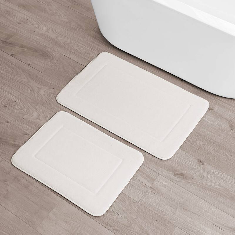 Oliver Brown Terry Memory Foam Bath Mat - 20 x 32 & 17 x 24 - White