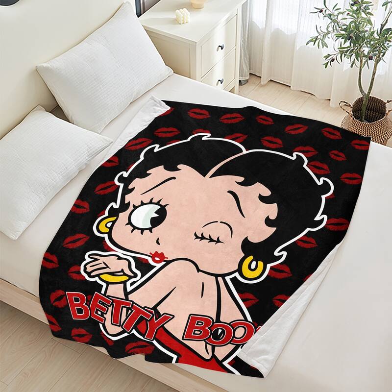 Betty Boop Super Soft Fleece Plush Throw Blanket for Couch Bed Sofa - 60"x80" - Blow a Kiss
