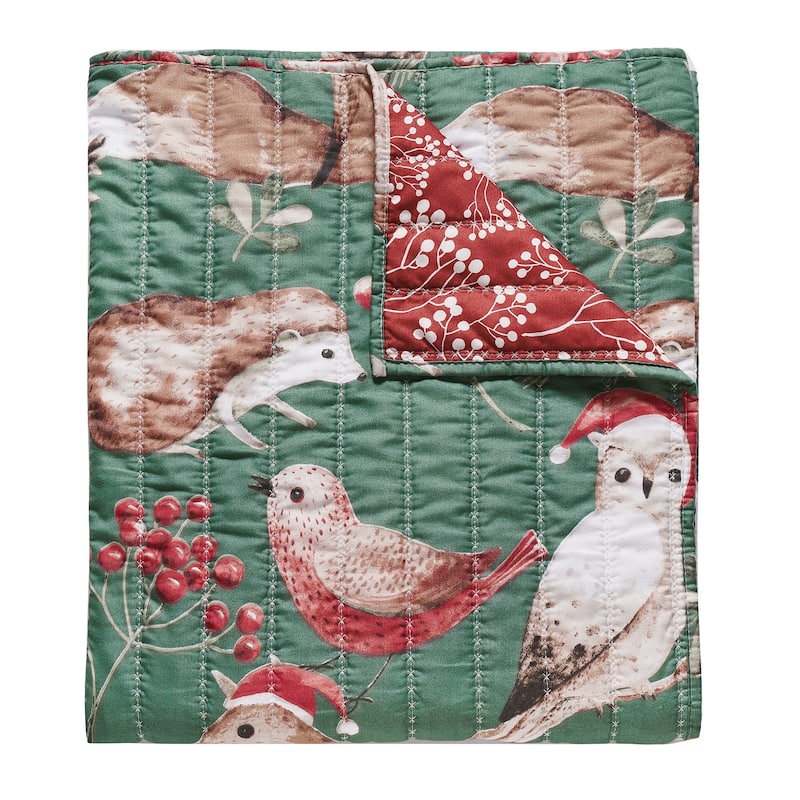 Porch & Den Morilon Forest Wildlife Cotton-Rich Reversible Quilt Set
