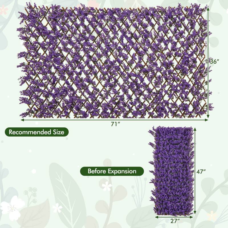 Gymax 2PCS Expandable Fence Privacy Screen Decorative Faux Purple