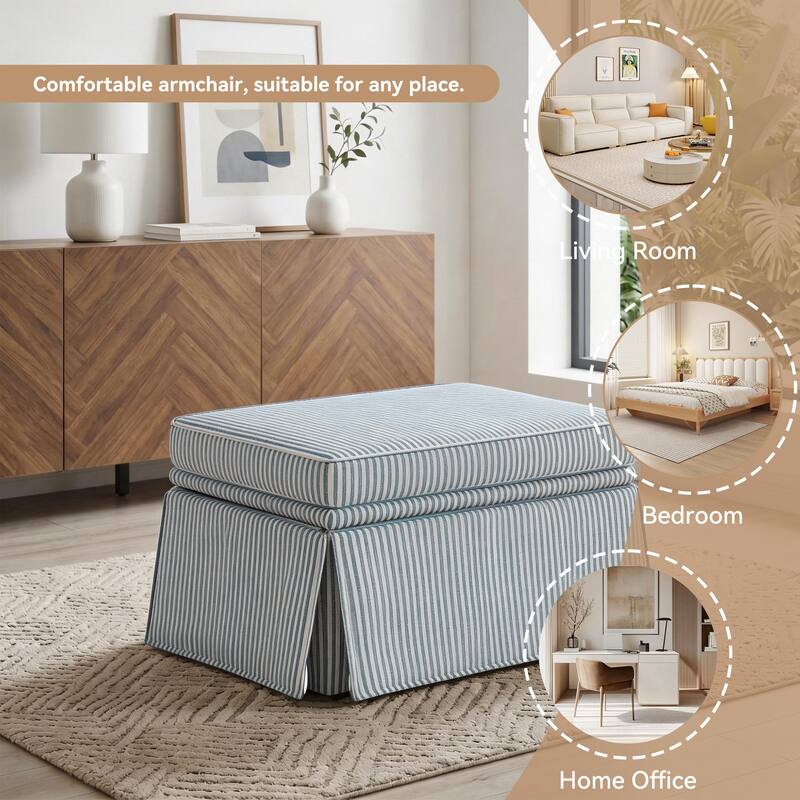 Skirted Rectangular Flip-Top Storage Ottoman