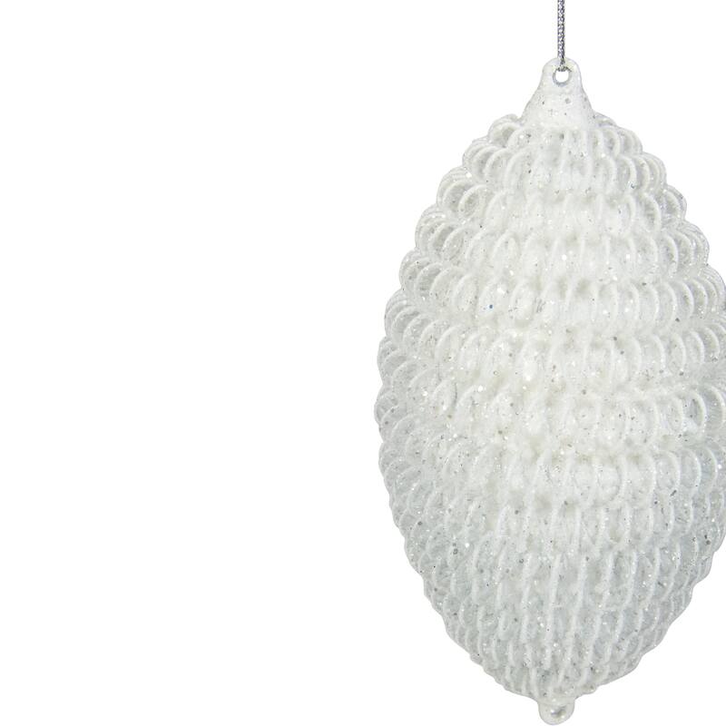 5.5" White Glitter Spiral Coiled Wire Finial Christmas Ornament