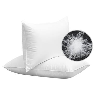 Luxury Bed Pillow Soft Goose Down Feather Pillow for Sleeping Home Hotel Use Queen Size - White