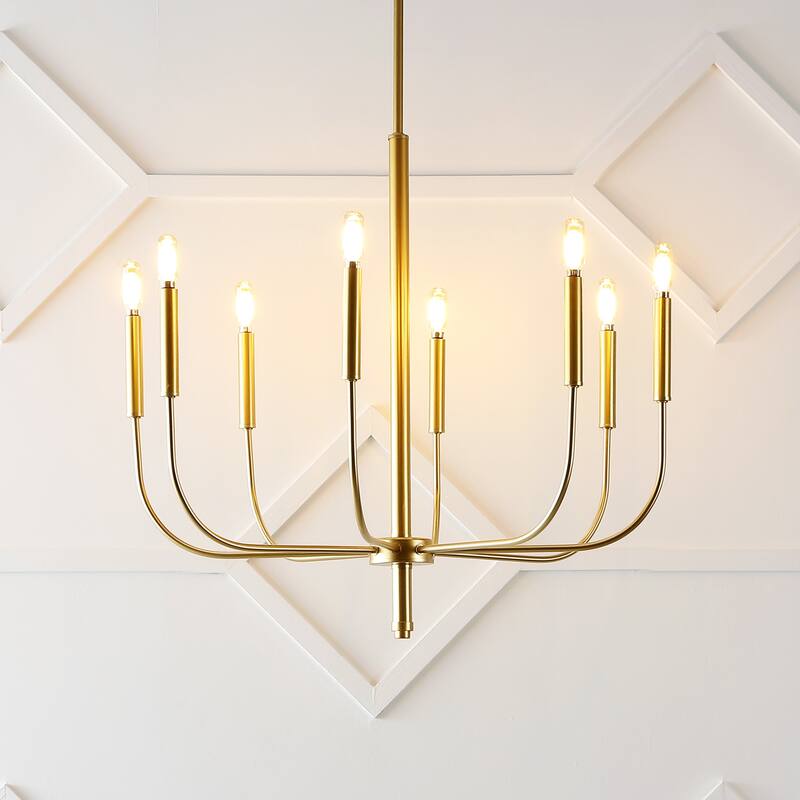 Collier 27.25" 8-Light Modern Mid-Century Iron LED Chandelier, by JONATHAN Y