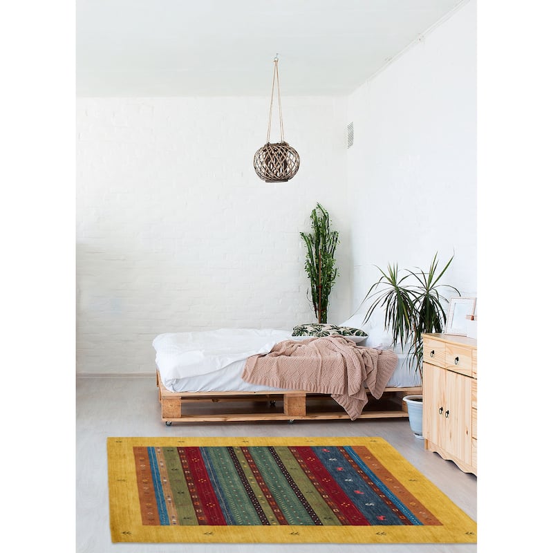 ECARPETGALLERY Hand Loomed Kashkuli Gabbeh Multi Color Wool Rug - 5'1 x 6'8