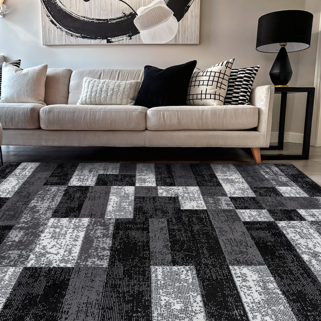 World Rug Gallery Modern Abstract Grid Area Rug