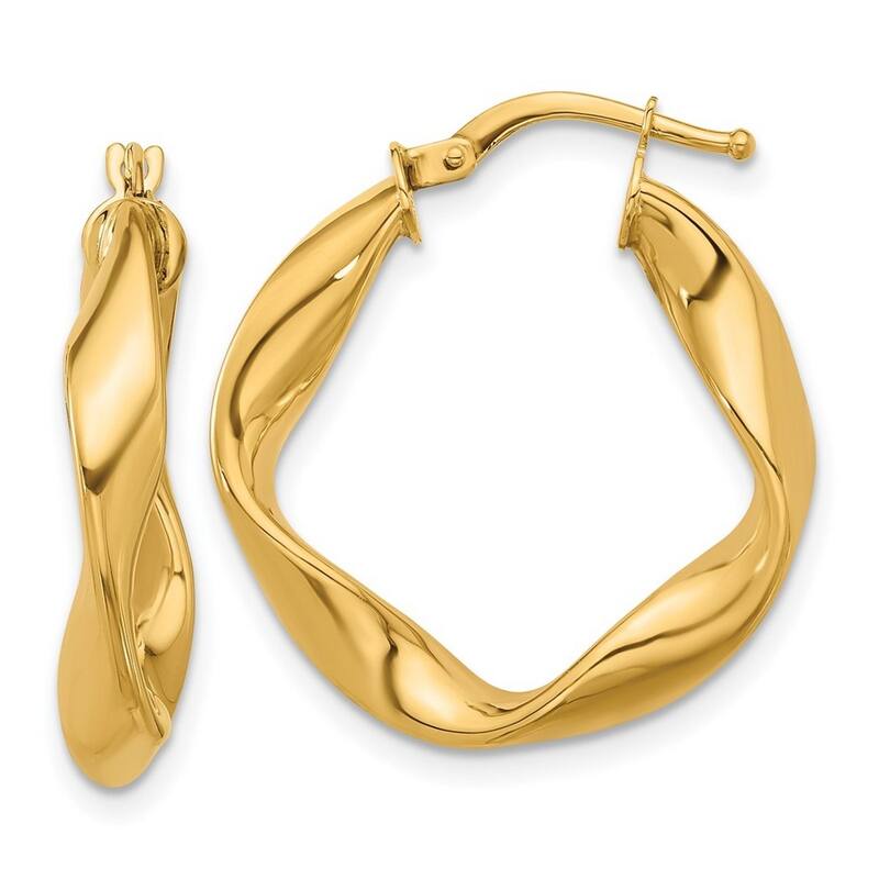 Curata 14k Yellow Gold Small Twisted Hoop Earrings - 24.7x23.1mm