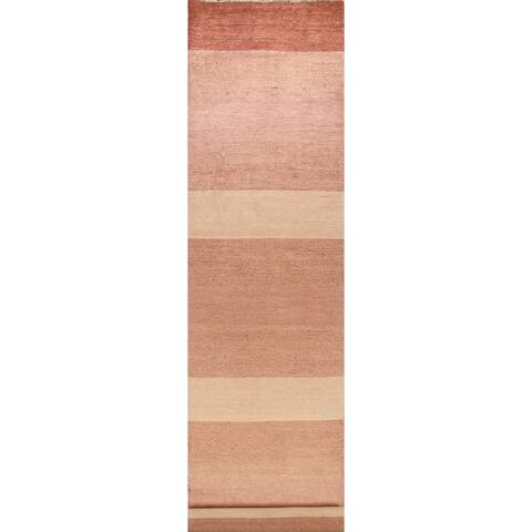 Striped Gabbeh Kashkoli Oriental Long Wool Runner Rug Hand-knotted - 3'2" x 16'4"