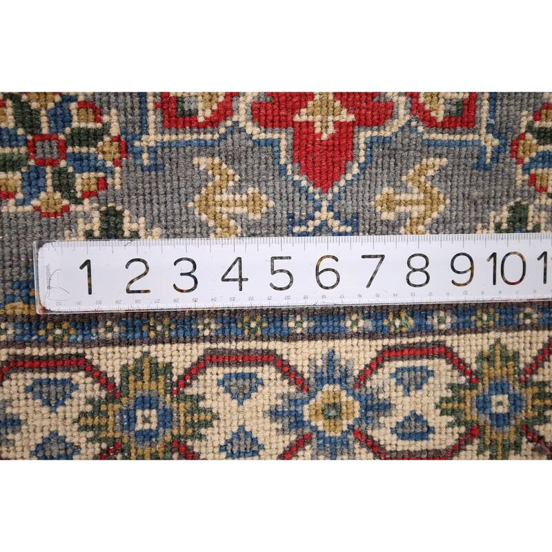 Kazak Oriental Runner Rug Hand-Knotted Grey Wool Carpet - 2'2" x 5'11"