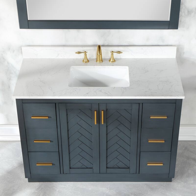 Altair Gazsi Bathroom Vanity with Composite Stone Countertop without Mirror