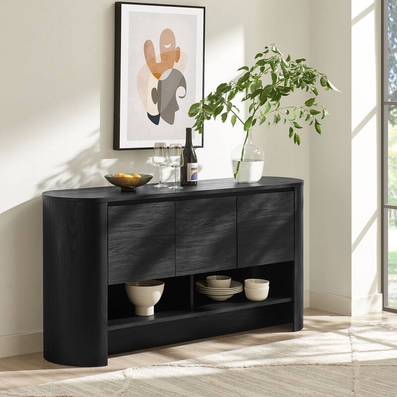 Duval 62 Inch Oval Sideboard - Black