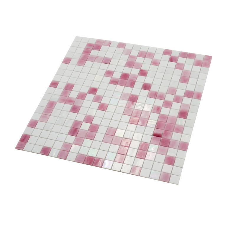 Apollo tile 12" x 12" Mingles Glossy White Soft Pink Glass Tile (18.69 sq ft/case) - 20 Pack