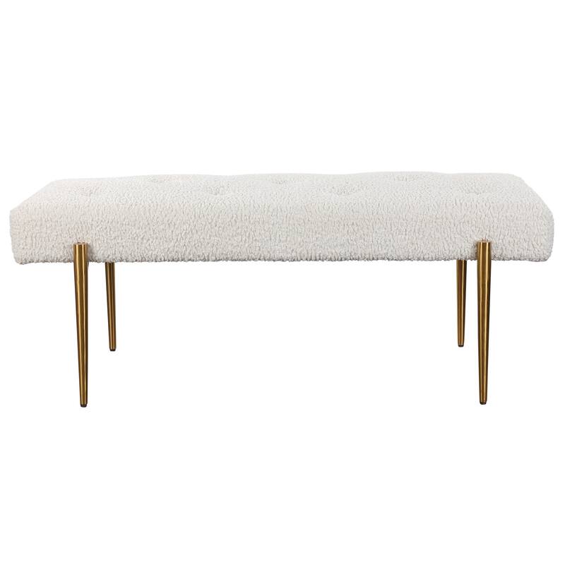Uttermost 23572 Olivier 49-1/2" Wide Stainless Steel Framed Bench - White / Gold