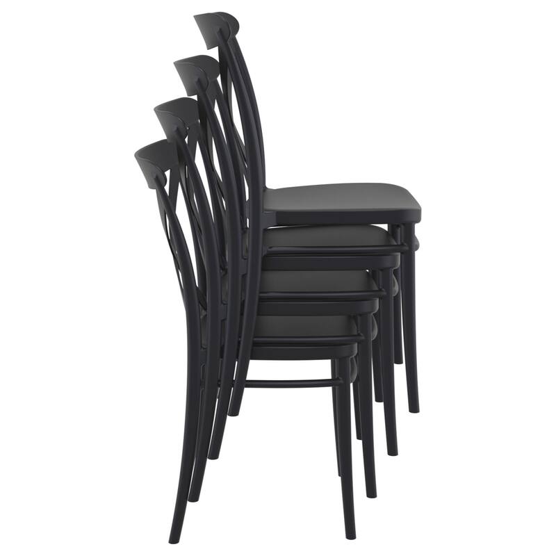 34.25" Black Patio Cross Armless Dining Chair
