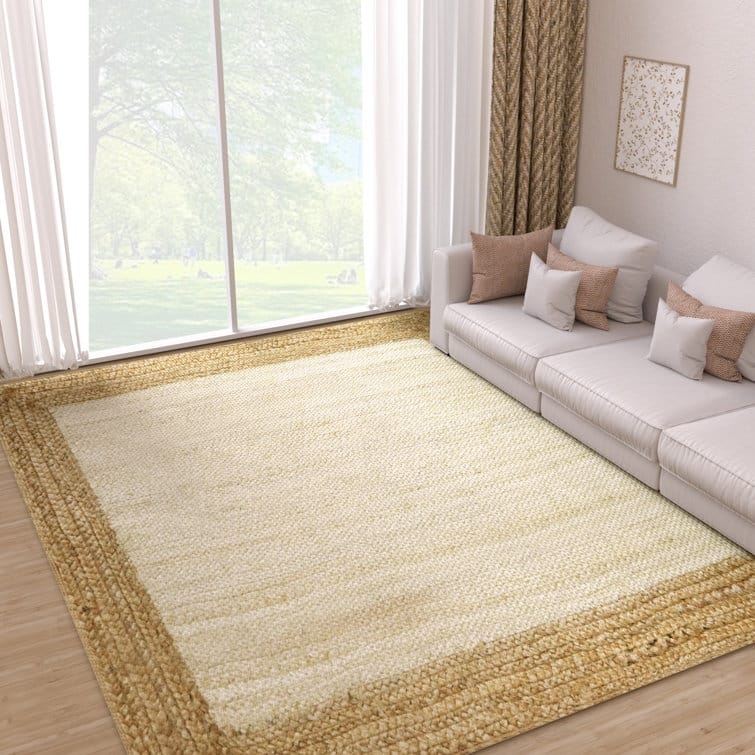 Jute Hand Braided Zigzag Stitch Natural Fibers Farmhouse Style Area Rug