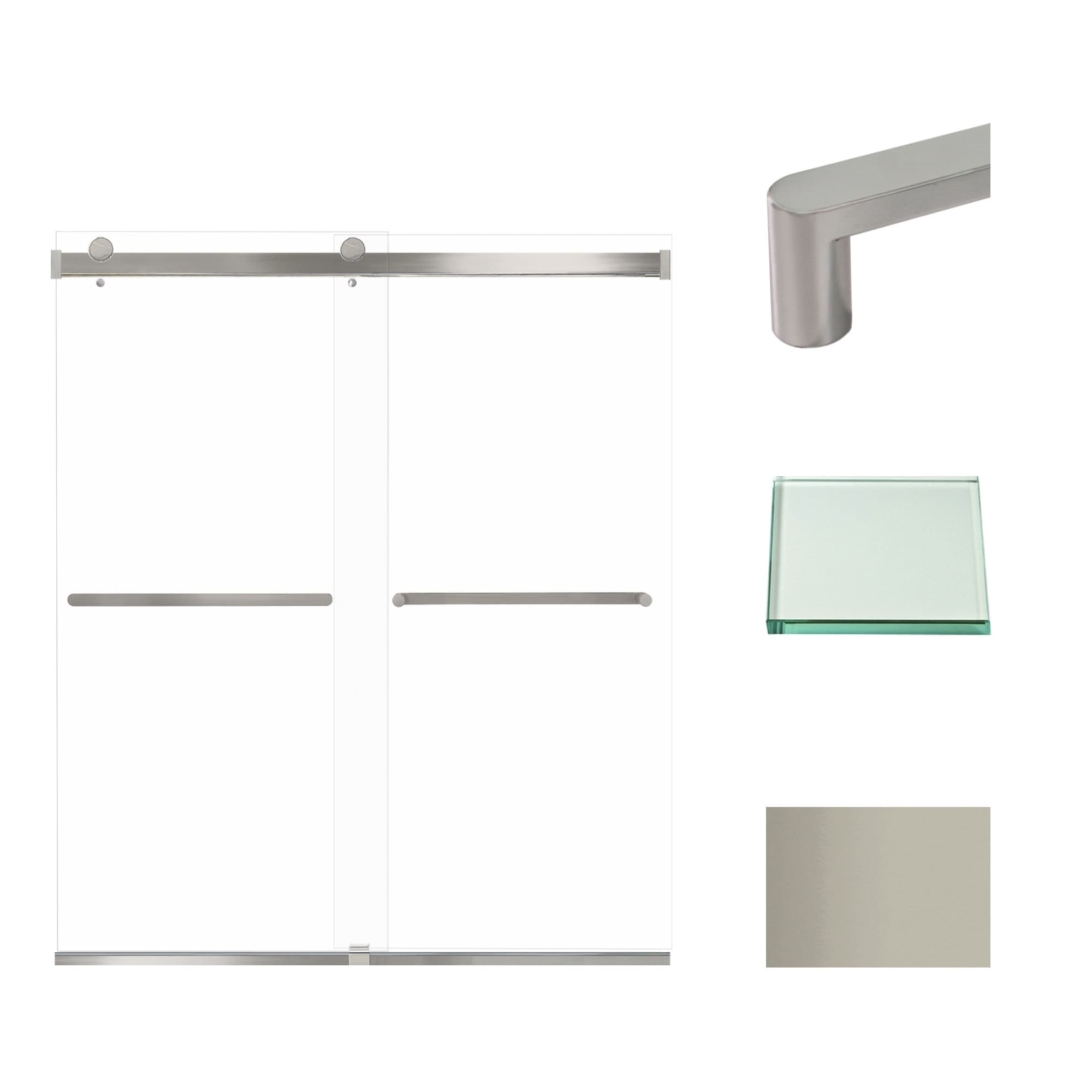 Transolid BRP607008C-R 70" High x 60" Wide Bypass Frameless Shower