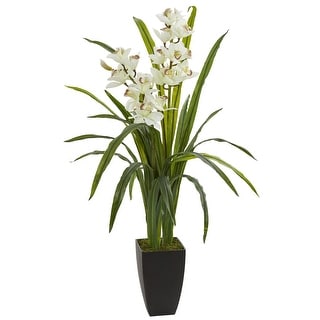 3.25' Artificial Cymbidium Orchid Plant in Black Planter - On Sale ...