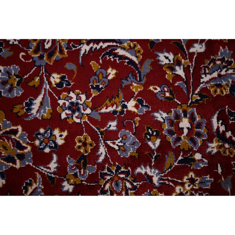 Traditional Red Kashan Turkish Rug Living Room Machine-Made Carpet - 9'7" x 12'7"