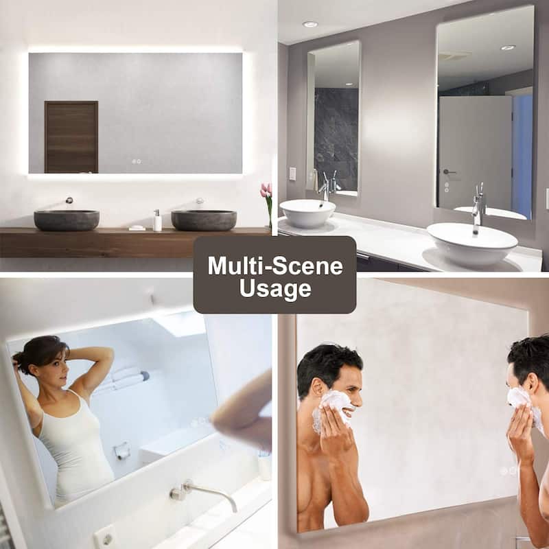 Frameless LED Backlit Anti-Fog Bathroom Vanity Mirror