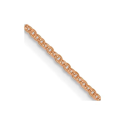 Curata 14k Rose Gold 1.1mm Flat Cable Chain Necklace for Women (Lobster) Options: 16 18 20 24