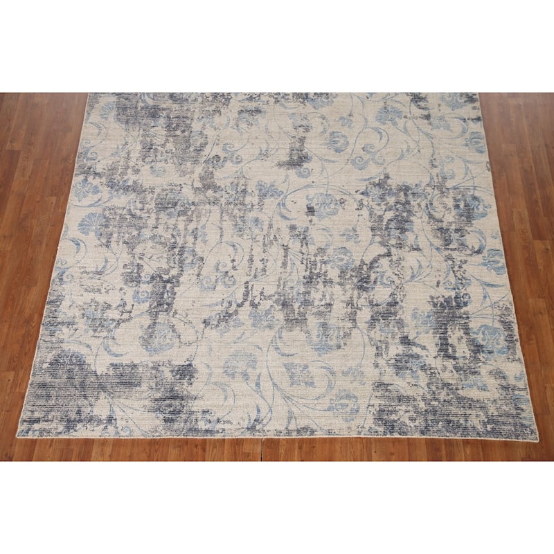 Ivory Abstract Rug Hand-Knotted Wool Carpet - 7'9"x 9'8"