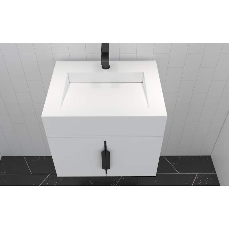 Nile 24-Inch Wall Mounted Bathroom Vanity Set w/ White Top