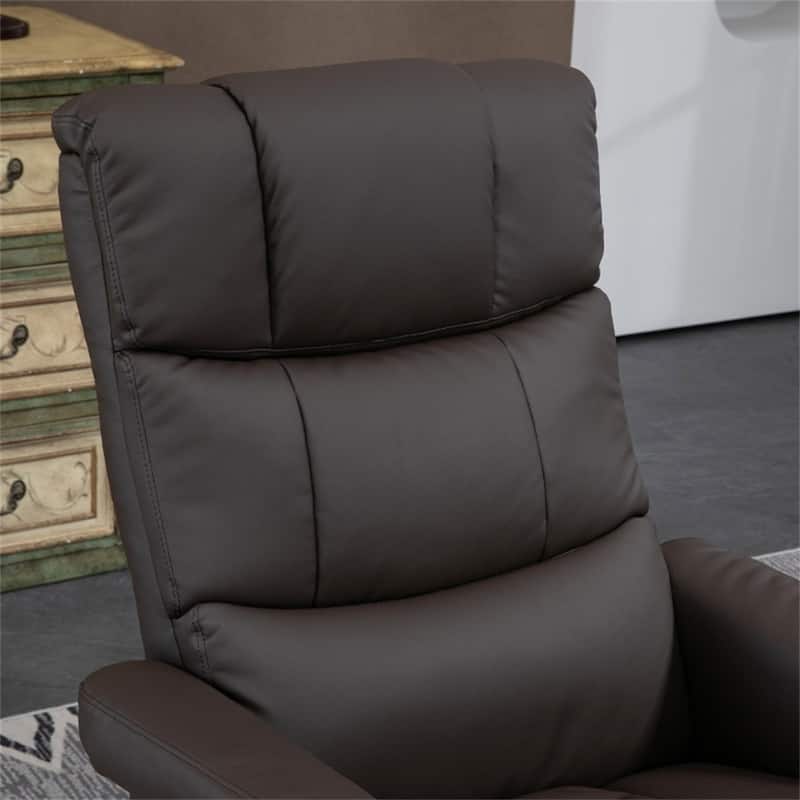 PU Leather Massage Recliner Chair Including Ottoman with Swivel Base and Adjustable Vibration - 28.75" W x 33" D x 40.25" H