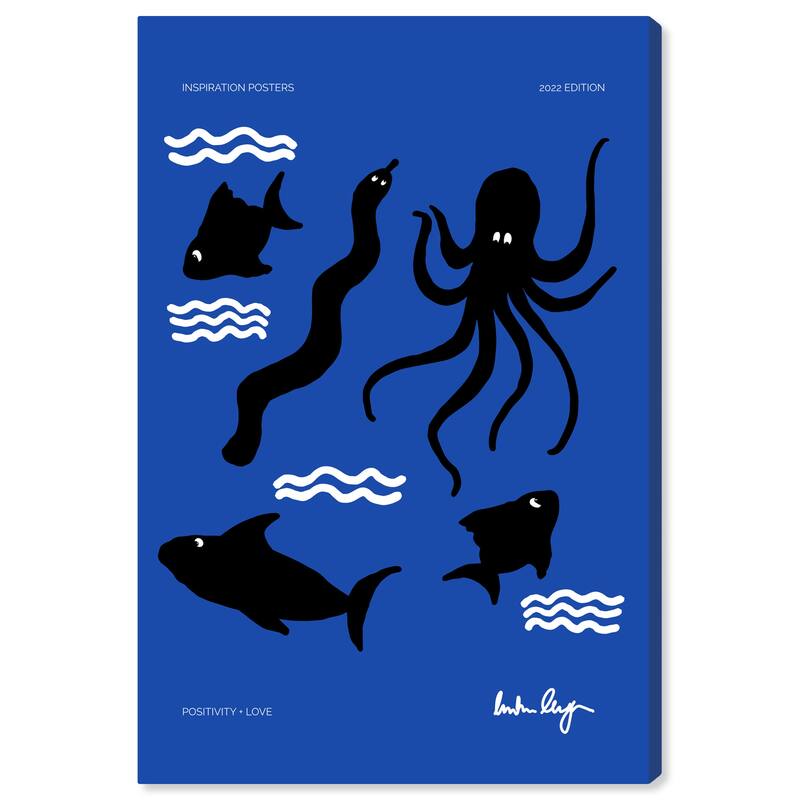 Wynwood Studio Canvas Animals Waterbearers Blue and Nautical & Coastal Wall Art Canvas Print