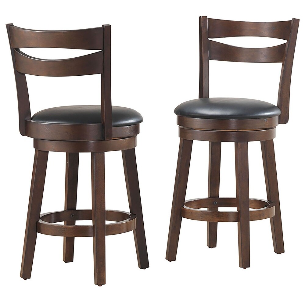 Overstock Set of 2 Black and Brown Solid Swivel Counter Stools 39.50 inch (Black)